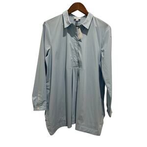 NWT J.Jill Light Blue Lagenlook Popover Hidden Pockets Side Vents Petite L